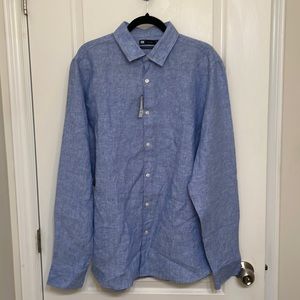 Le 31 Colourful Pure Linen Shirt (Blue), Modern fit